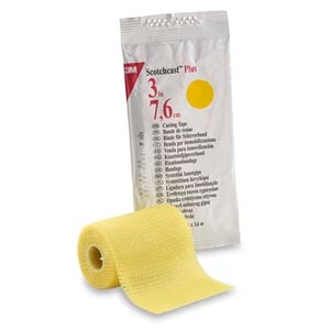 3M Scotchcast Plus Casting Tape, 3" x 4 yds, Yellow, 10/Box, 82003Y