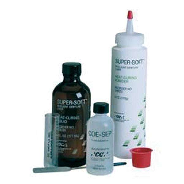 GC America Super-Soft Soft Denture Reline Material, Professional Package (6 oz Powder, 6 oz Liquid, Mixing Accessories), #348001