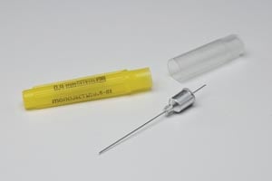 Monoject 401 Metal Hub Sterile Dental Needle, 27 Gauge Long (1 3/8" / 36.5mm), Yellow, 100/Box, 8881401056