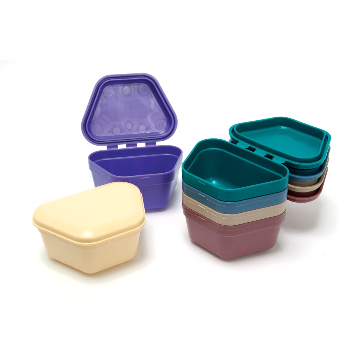 Quala Denture Boxes, Assorted Colors (Midnight Blue, Plum, Gray, Teal), 12/Bag, Q9020
