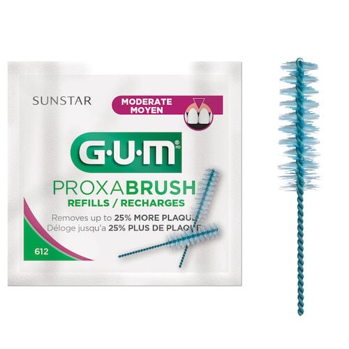 GUM Proxabrush Go-Betweens Interdental Brush Refills, Moderate Tapered, 18 Packs of 2, 36 Brushes, 612PQA
