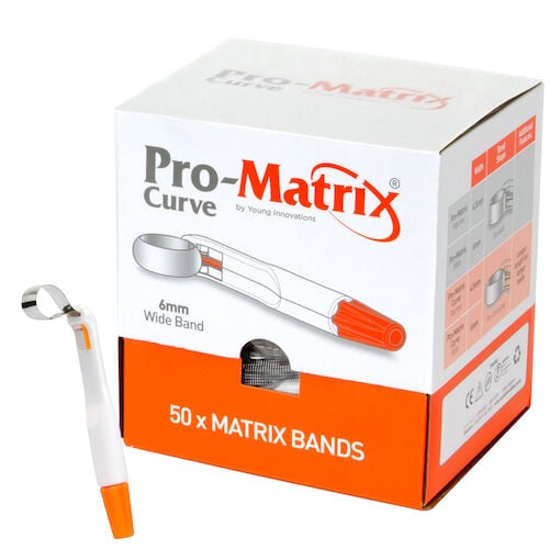 Pro-Matrix Curve Contoured Matrix Band, Wide 6mm, Orange, 50/Box, 19006