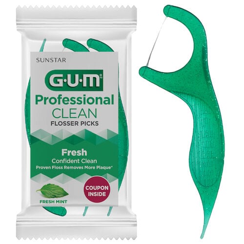 GUM Professional Clean Flossers, Fresh Mint, 3 Flossers per Pack, 48 Packs per Box, 891PR