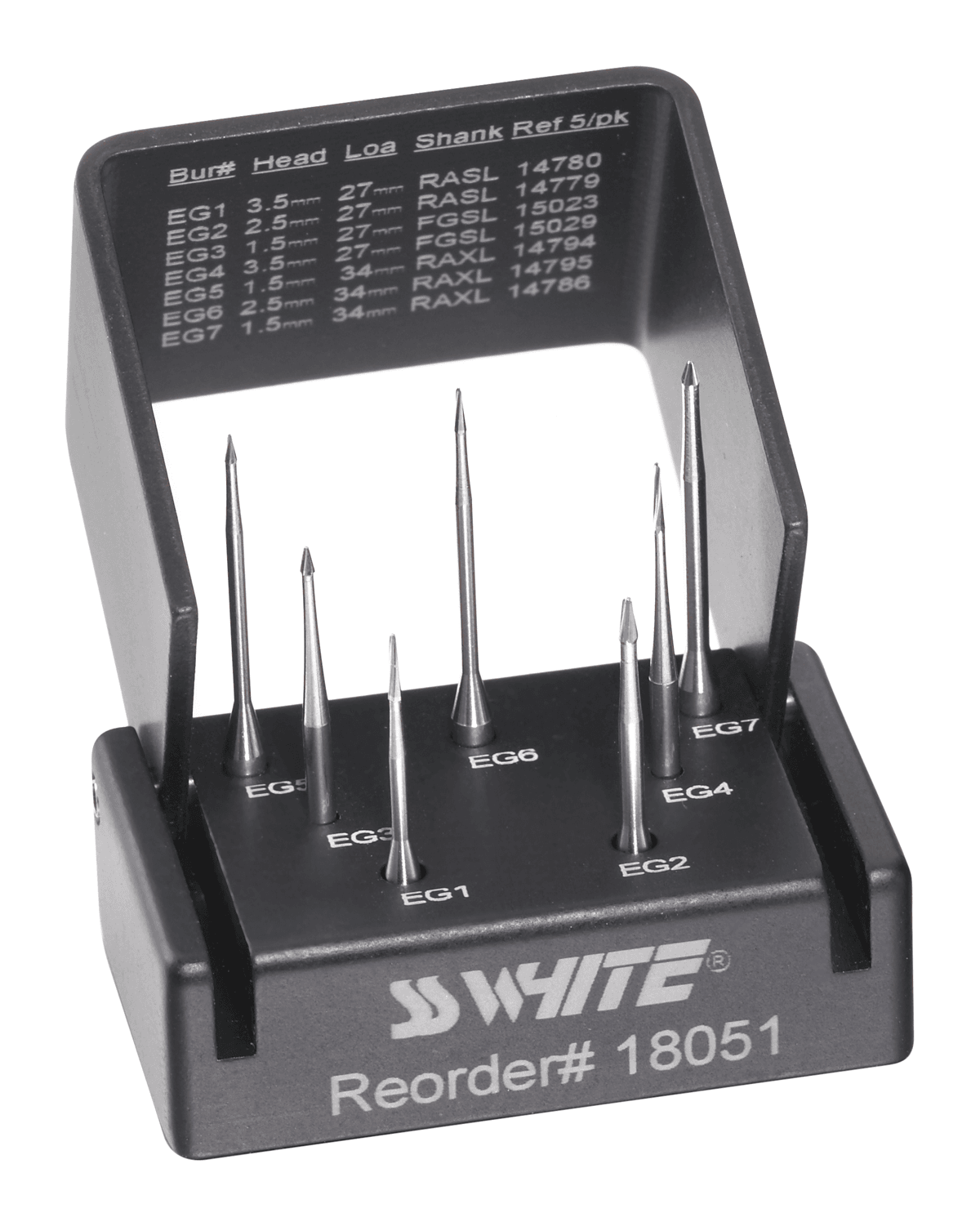 SS White EndoGuide Micro Endodontic Burs – Molar Kit, 7/Pkg, 18051