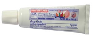 OraLine ADA Bubblegum Fluoride Toothpaste, 0.85 oz, 144/Box, 42109
