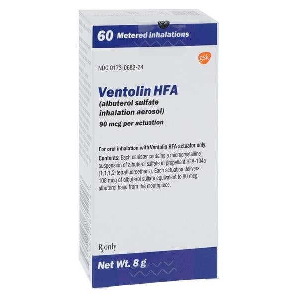 Ventolin HFA Inhalation Aerosol, 90mcg w/Dose Counter, Albuterol Inhaler, 8gm