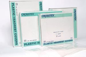 Crosstex Jumbo Plastic Headrest Covers, 9.5" x 14", White, 250/Box, L3CPW