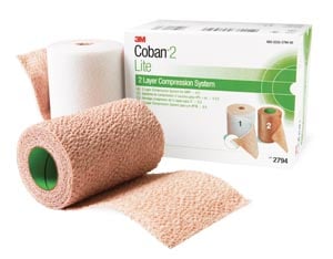 3M COBAN Compression System 2794N, Lite Compression, 4" x 2.9 yds Comfort Layer + 4" x 5.1 yds Compression Layer, Latex-Free, 1/Box