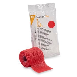 3M Scotchcast Plus Casting Tape, 2" x 4 yds, Red, 10/Box, 82002R