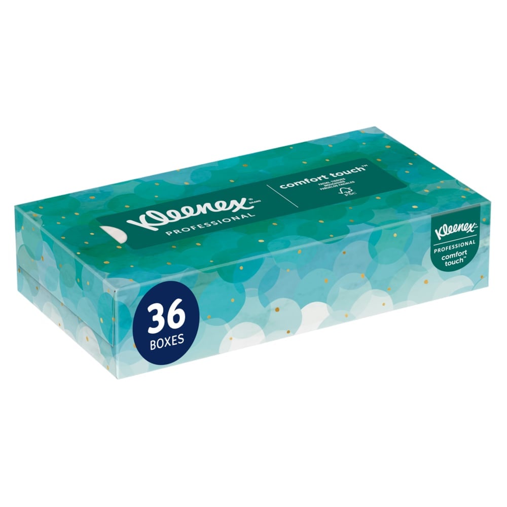 Kleenex Professional Facial Tissues, 2-Ply, White, Flat Box, 100 Tissues per Box, 36 Boxes/Case, 21400