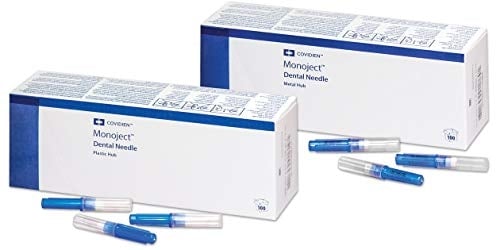 Monoject 401 Metal Hub Dental Needle, 30 Gauge Short (26mm), Blue, 100/Box, #8881401072