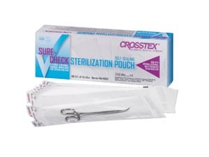 Crosstex Sure-Check Sterilization Pouches, 5.25" x 6.5", 200/Box, SCW2