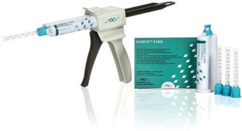GC America Exabite II NDS Bite Registration Vinyl Polysiloxane, Fast Set, Aqua, 48 mL Cartridges, 8/Pack, 132418