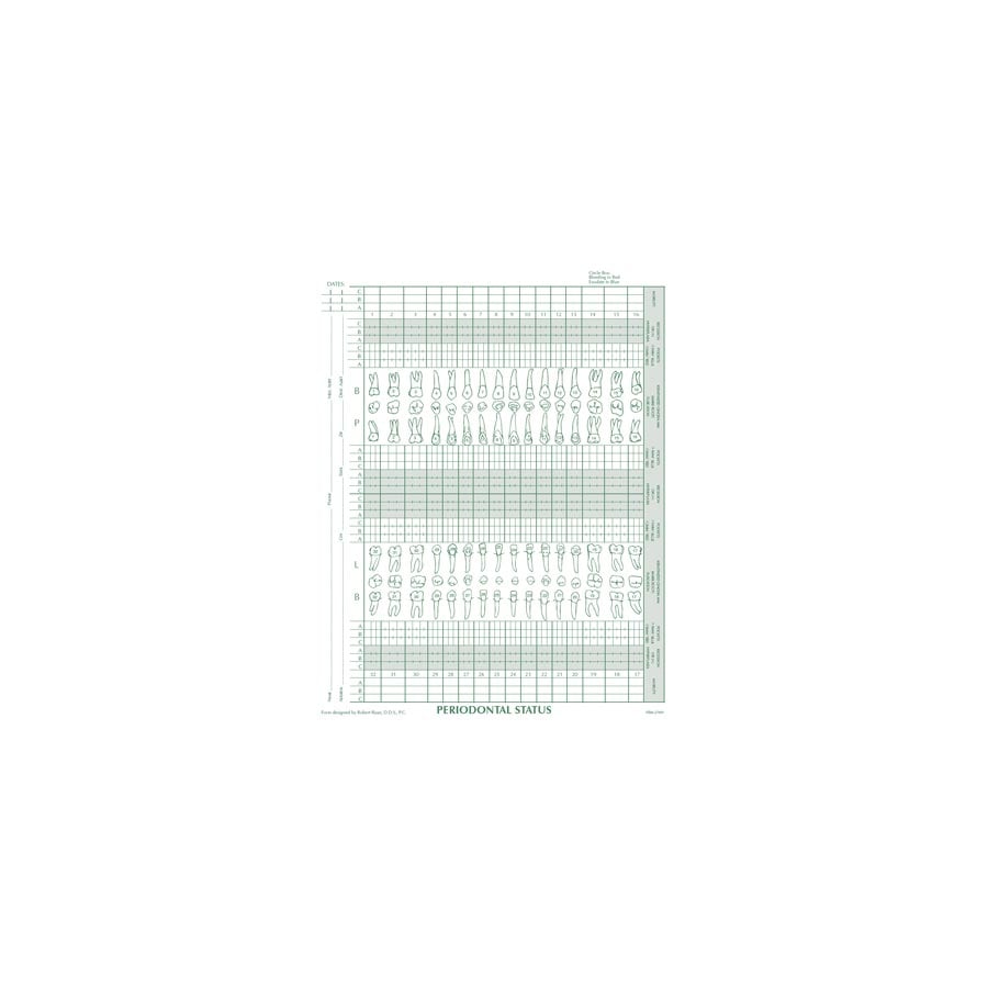 Choice Periodontal Status Chart, 1-Sided with Drill Holes, 70# Offset Paper, 100/Box