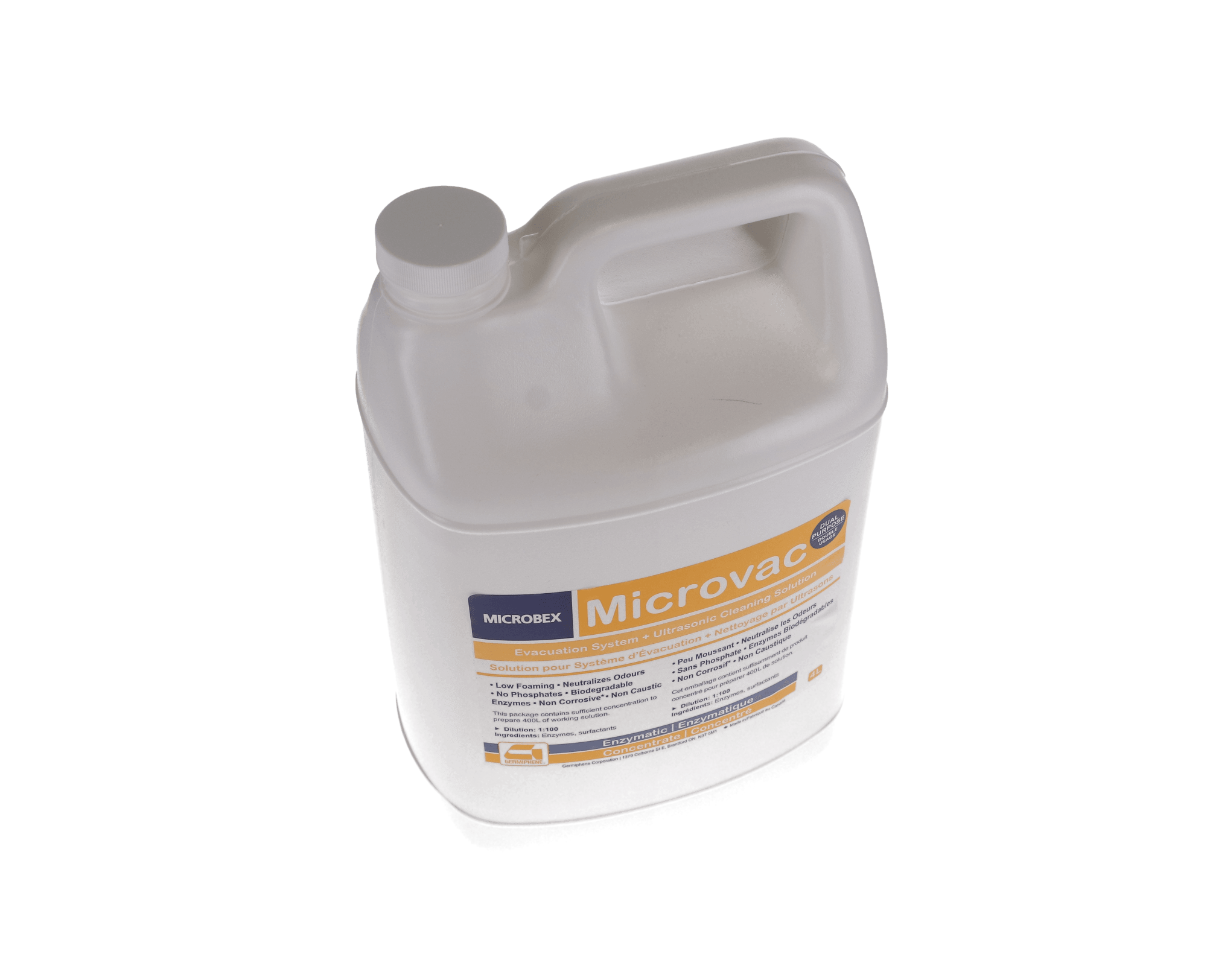 Germiphene Microbex Microvac Dual-Purpose Cleaning Solution, 4 L Bottle, 1/Pk, G-MICROVAC-XXL