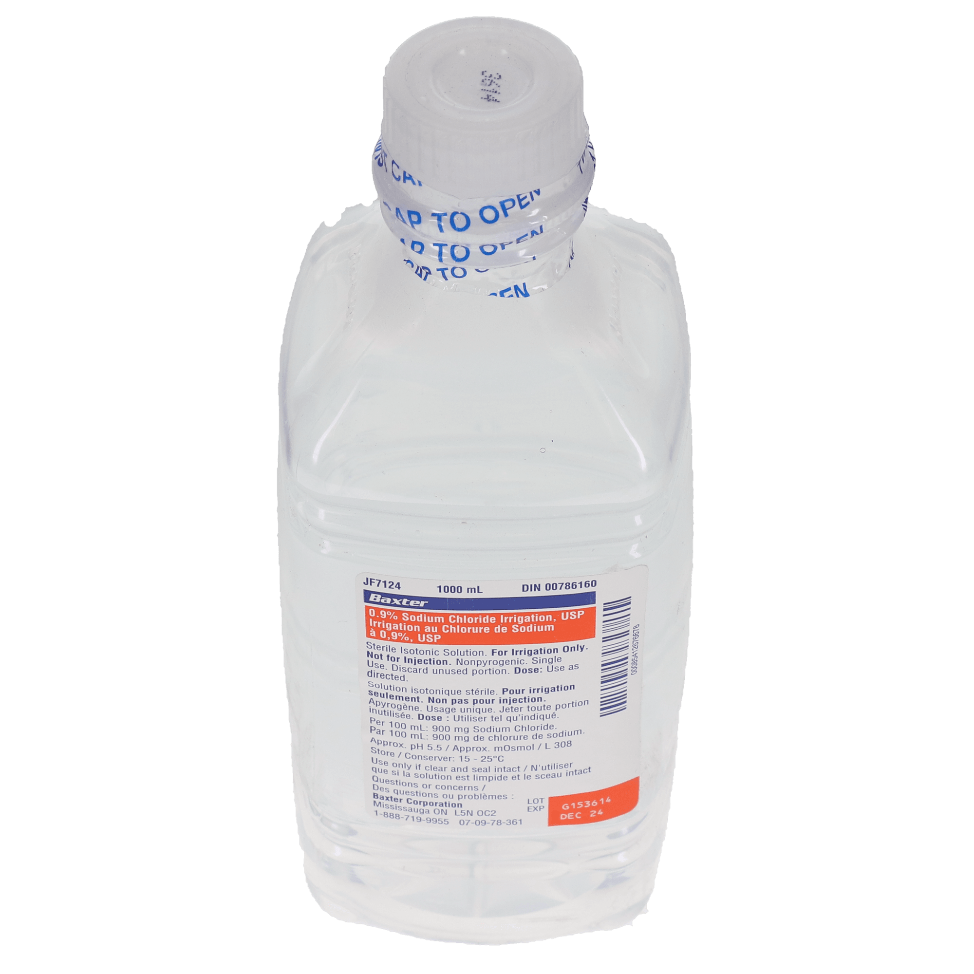 Baxter Sterile Water for Irrigation, USP, 1000 mL Pour Bottle, 1/Bx, JF7624