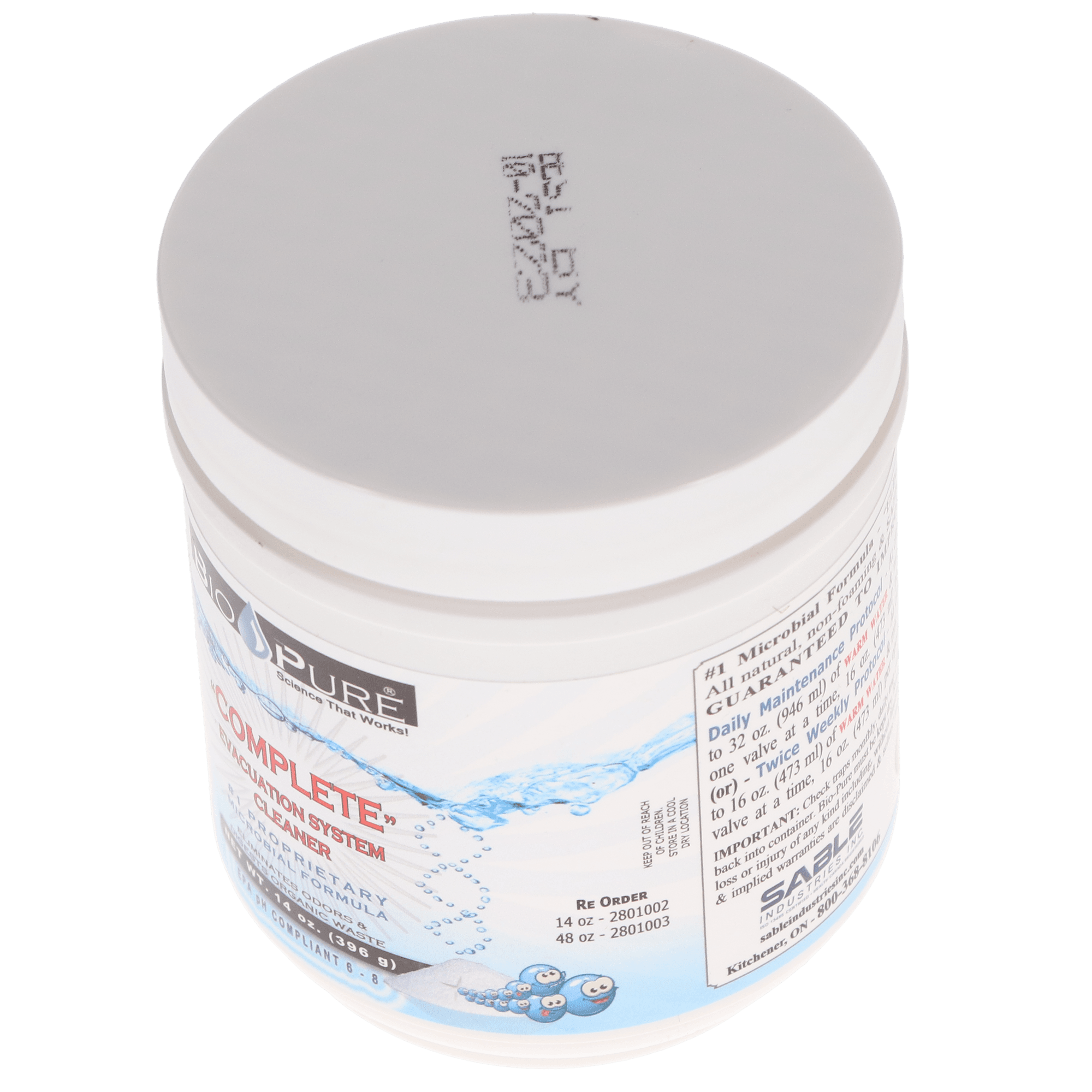 Bio-Pure eVac System Maintenance Cleaner, Powder, 14 oz Jar, 1/Pk, 2801002