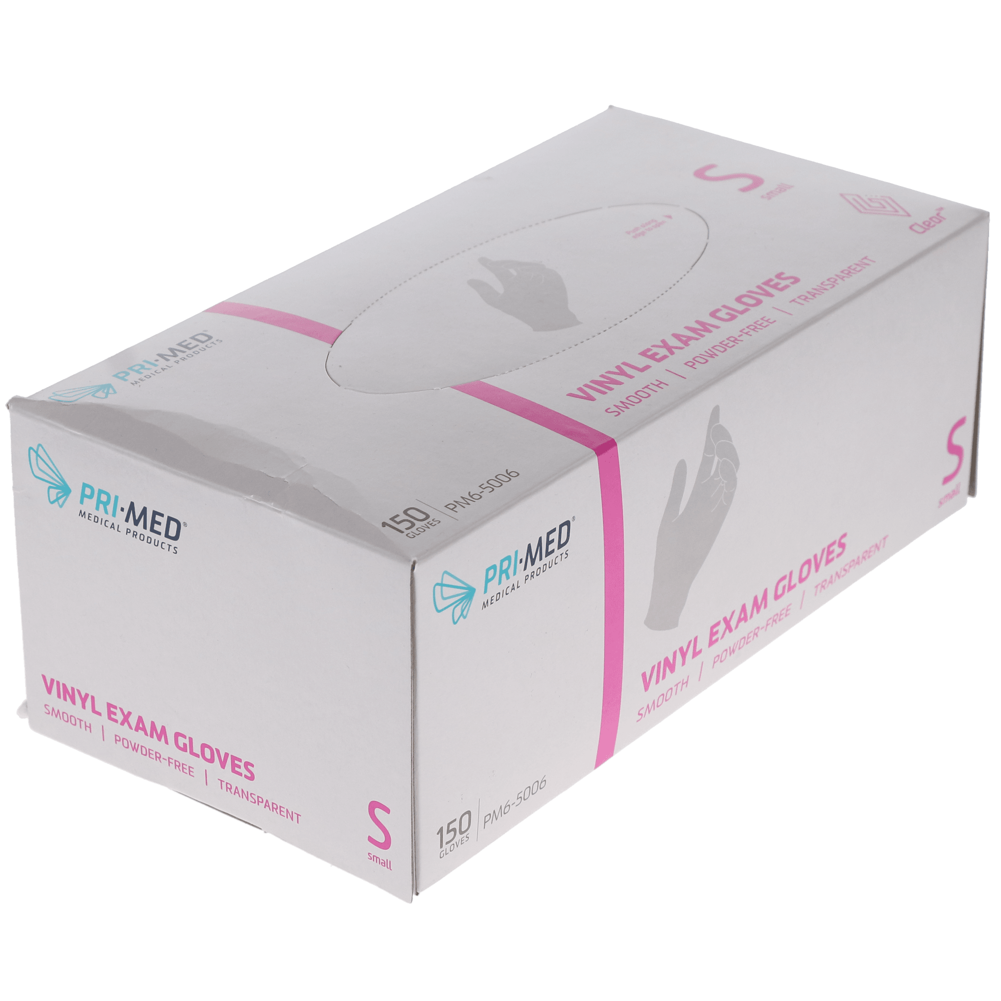 Clear Vinyl Exam Gloves, Powder-Free, Small, 150/Box, PM6-5006