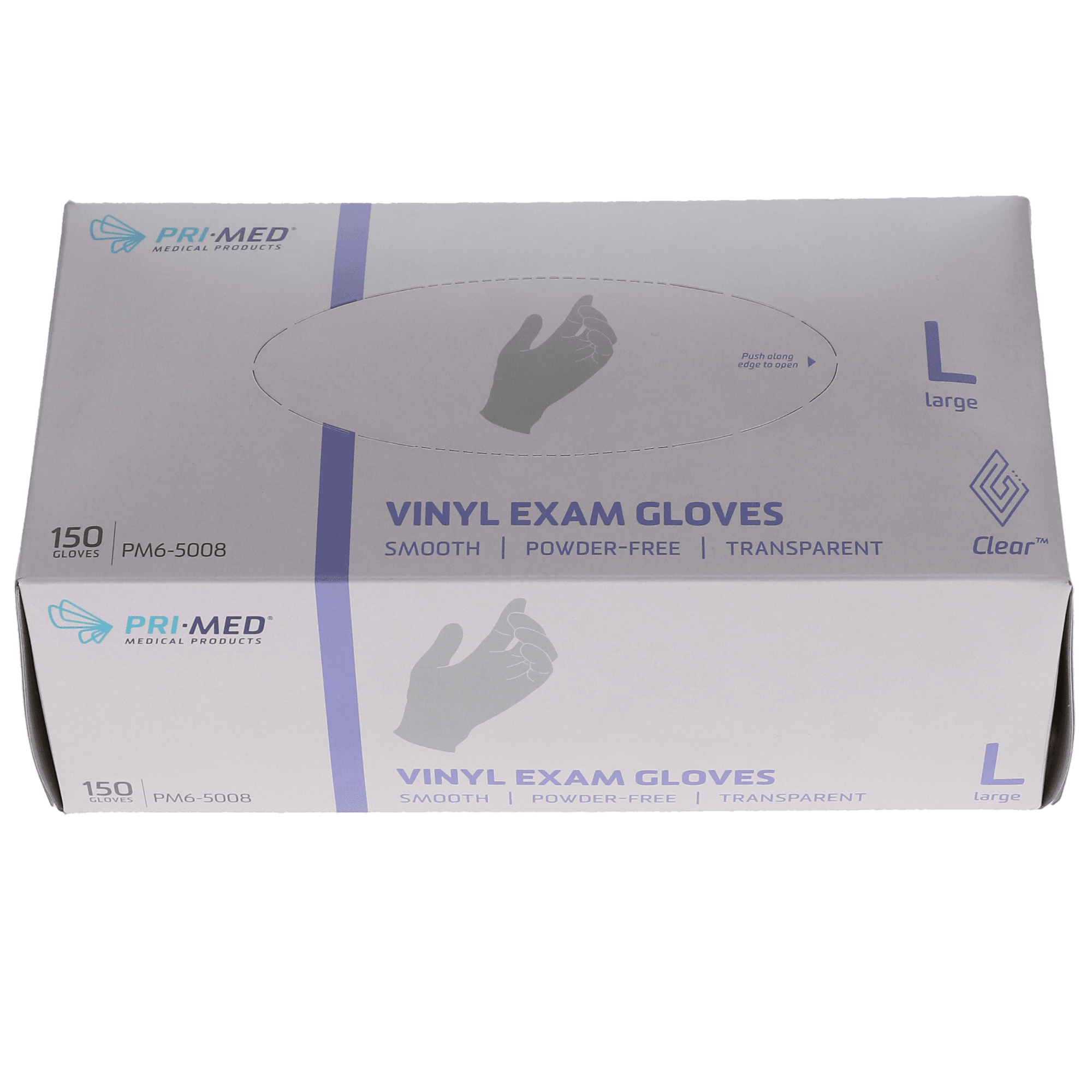Clear Vinyl Exam Gloves, Powder-Free, Large, 150/Box, PM6-5008