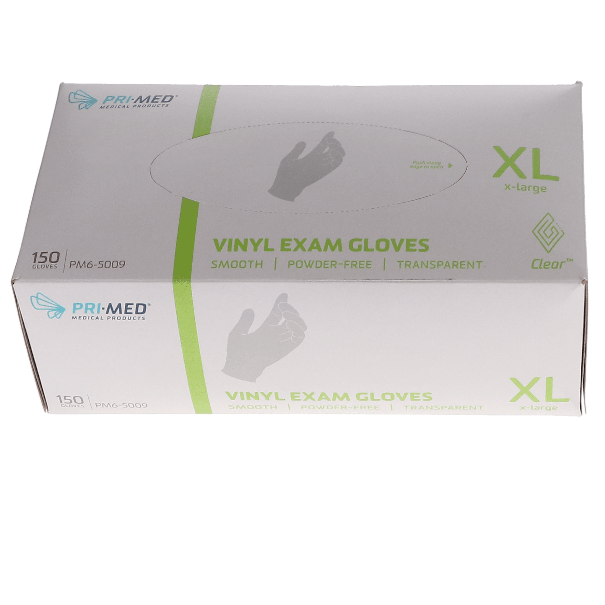 Clear Vinyl Exam Gloves, Powder-Free, X-Large, 150/Box, PM6-5009