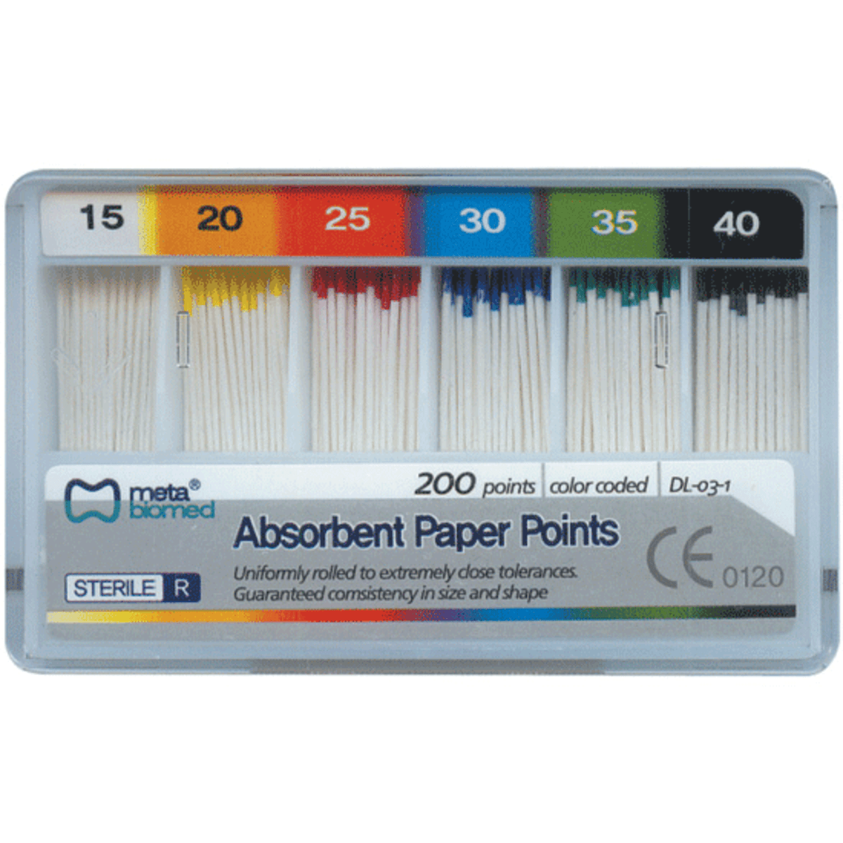 Meta Biomed Absorbent Paper Points, Sterile, ISO Size #10, .02 Taper, Cell Strip Package, 200/Pack, PPC10, 211450-10
