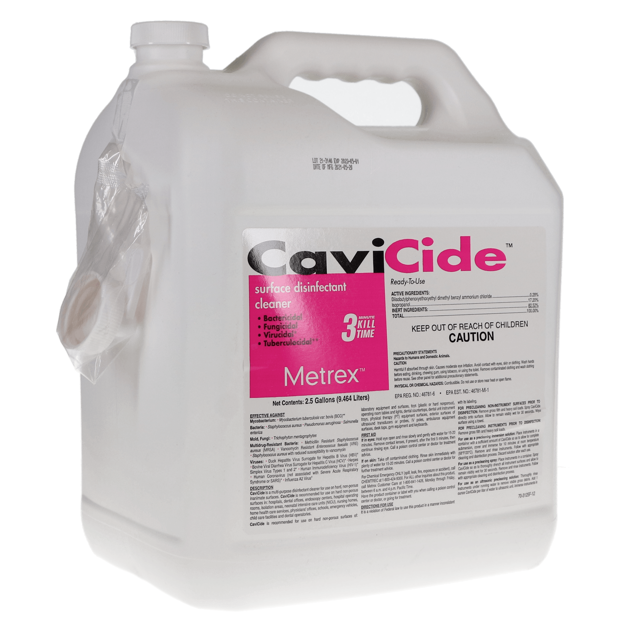 CaviCide Surface Disinfectant Cleaner, 2.5 Gallon Bottle, Metrex 13-1025