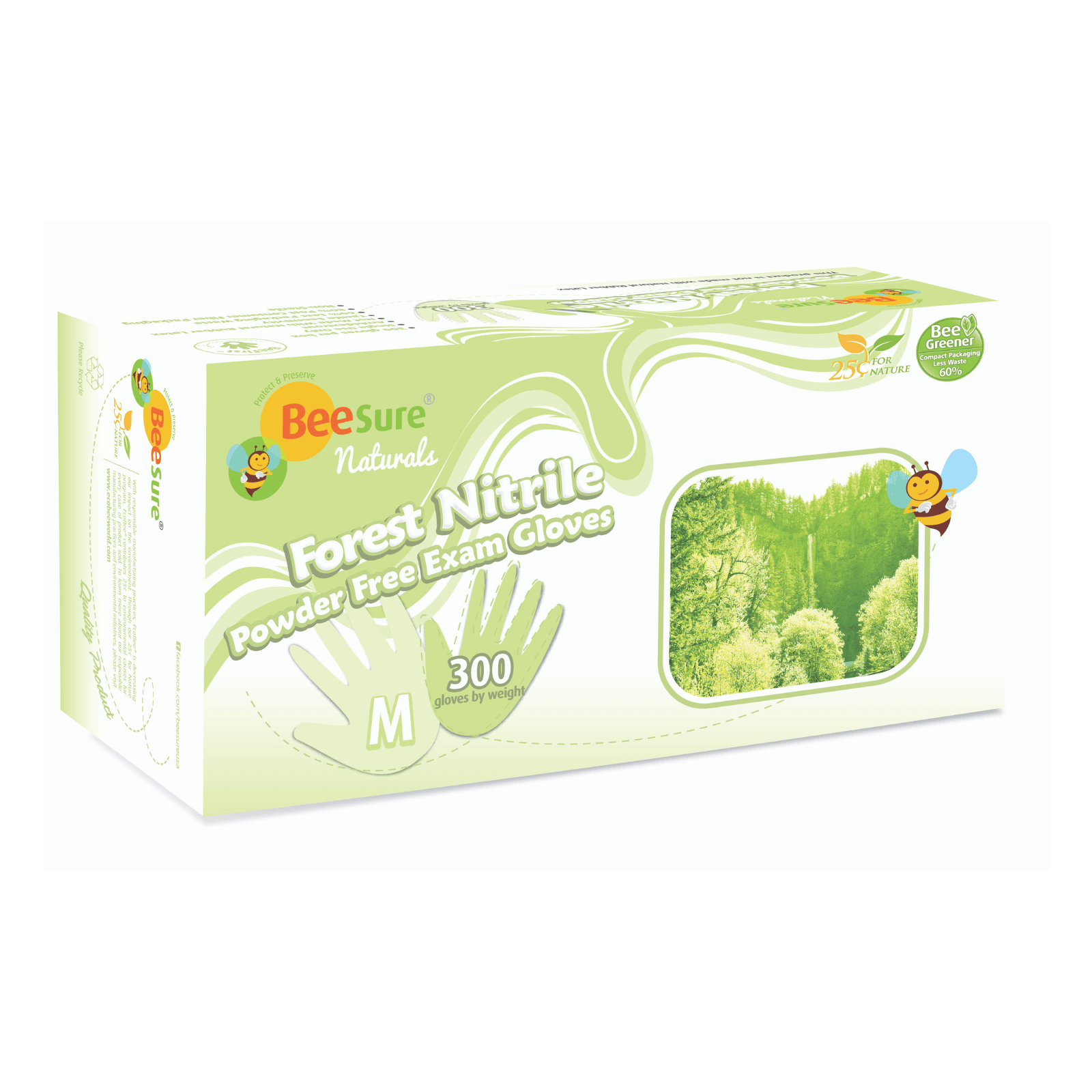 Cranberry BeeSure Forest Green Nitrile Examination Gloves, Small, 300/Box