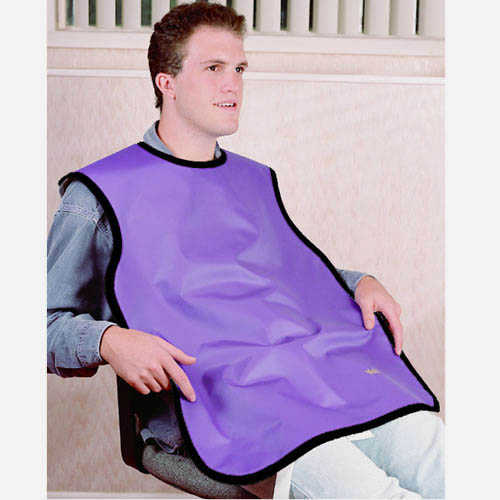 Flow X-Ray Adult Lead-Free X-Ray Apron/Bib without Collar, Electric Blue, 24" x 26", 0.25 mm Lead Equivalency, 75050NL-39