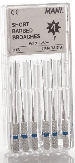 Mani Short Barbed Broaches with Metal Handle, Non-Sterile, 21 mm, #2, XXF, 6/Pk