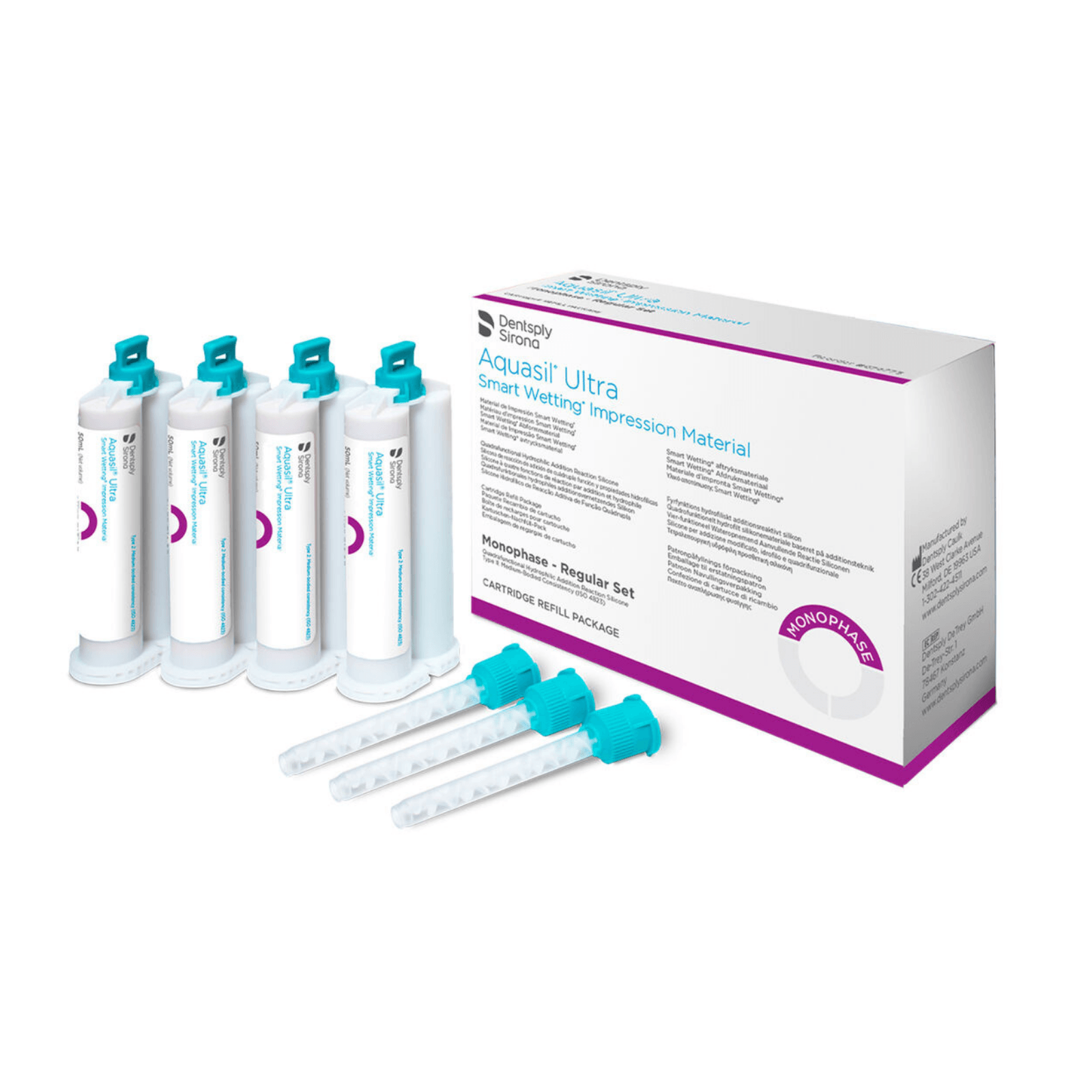 Aquasil Ultra Smart Wetting VPS Impression Material, Cartridge Refill, Heavy Body, Fast Set, 250 ml, Mint, Light Green, 4/Pk, 678276