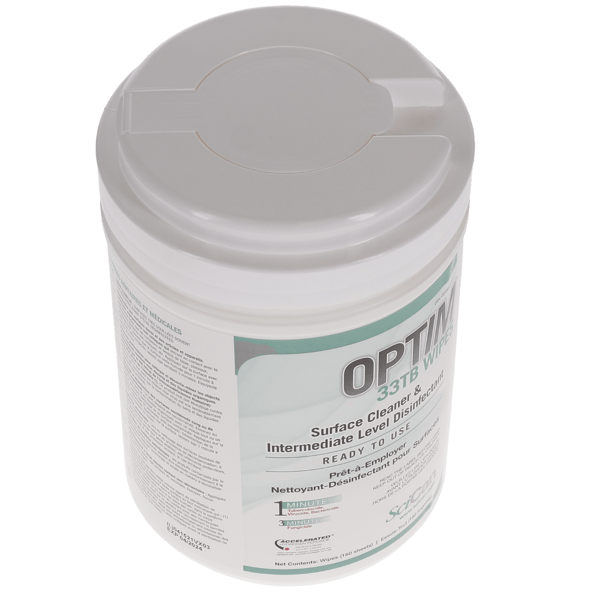 Optim 33TB Disinfectant Wipes, Unscented, 160/Pack, SCI33W12