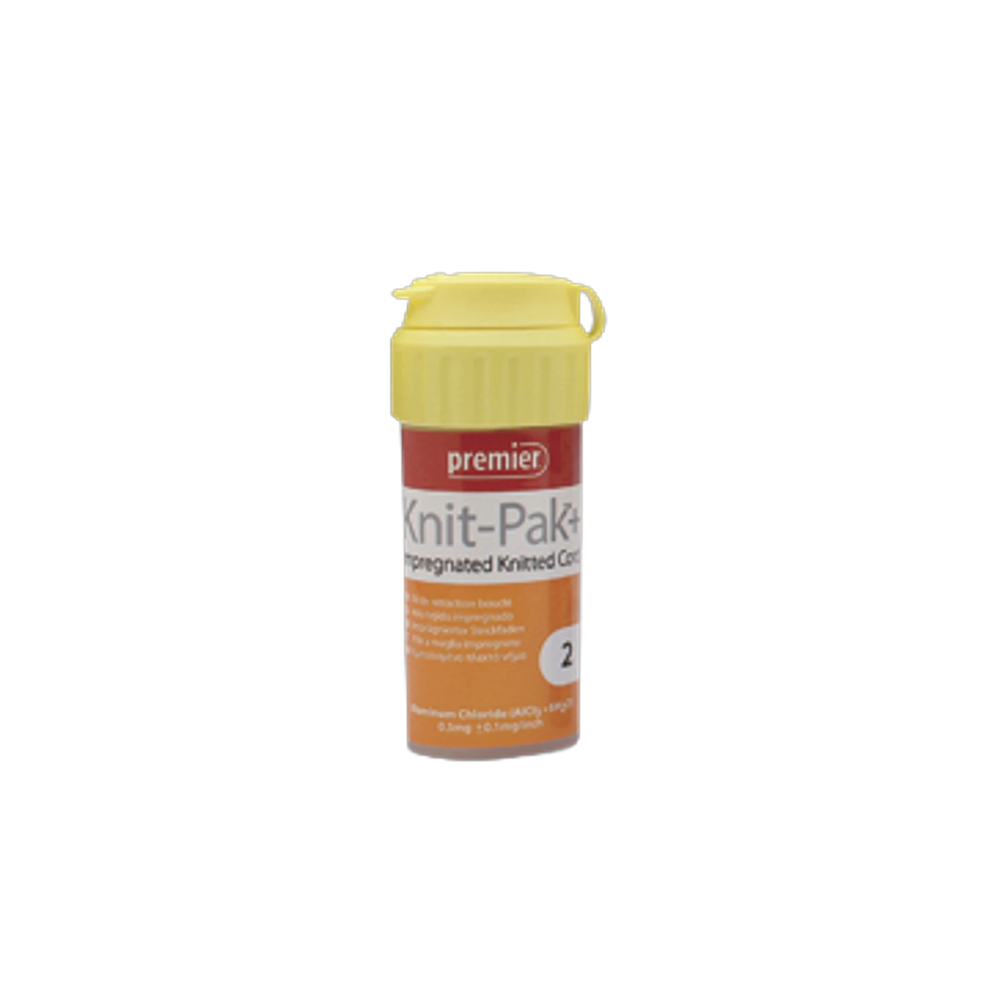 Premier Knit-Pak+ Impregnated Knitted Retraction Cord, Size 2, Aluminum Chloride, Orange, 100" (254 cm), 1/Pk, 9007565