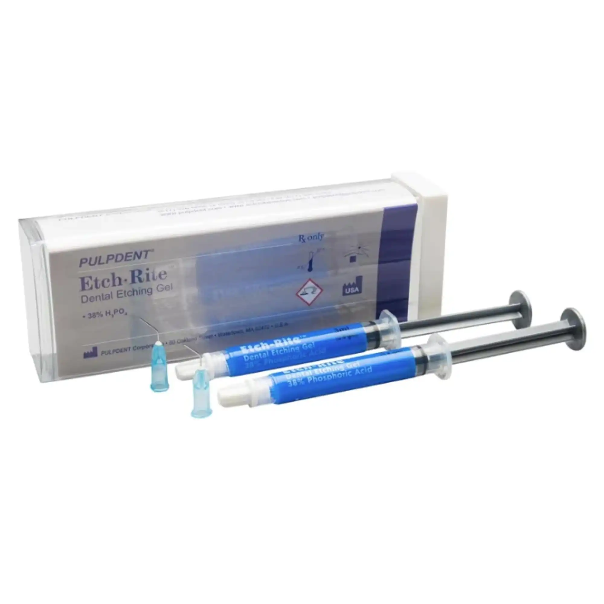 Etch-Rite Dental Etching Gel, 38% Phosphoric Acid, Twin Pack: 2 x 3 mL Syringes + 25 Applicator Tips, ET-TWIN