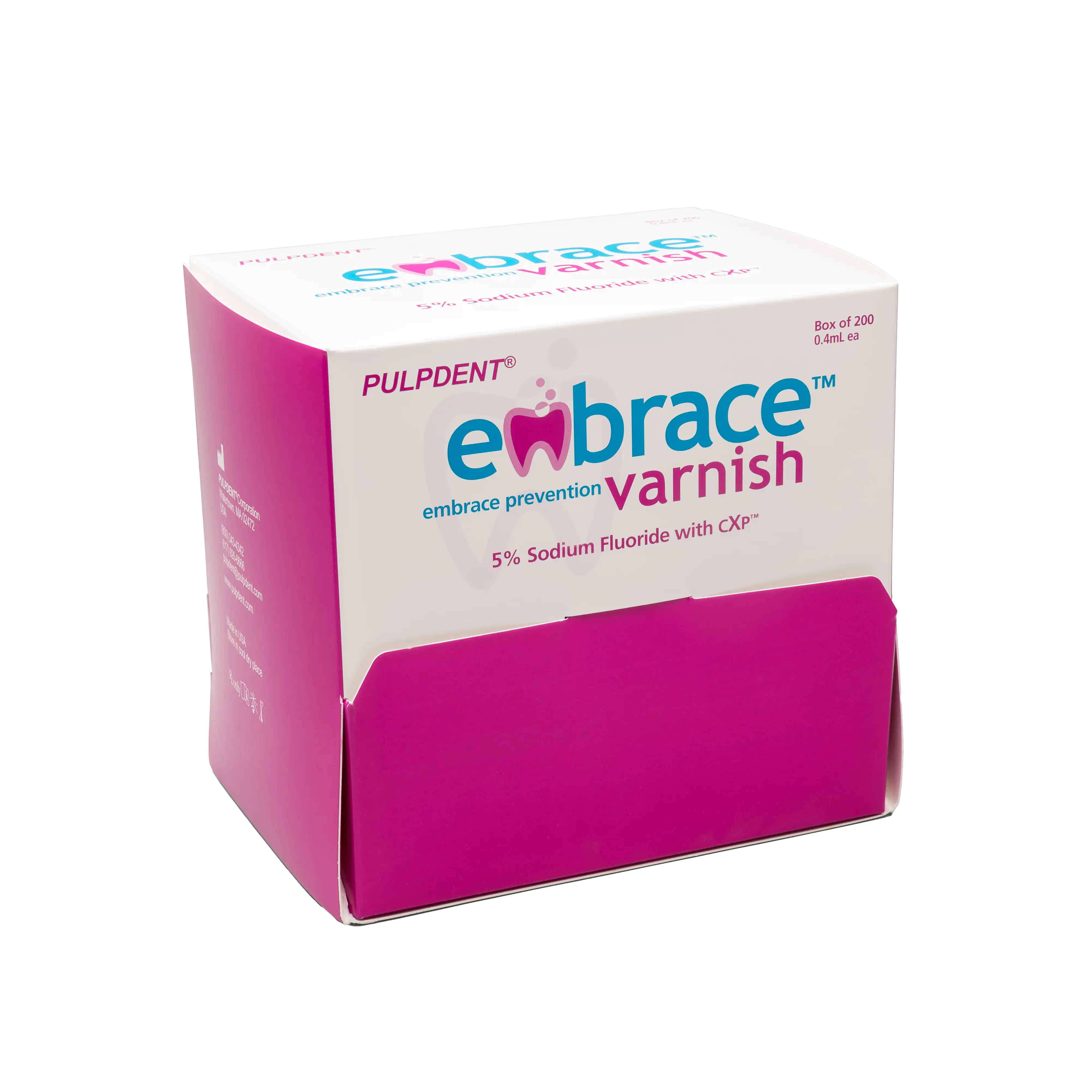Embrace Varnish 5% Sodium Fluoride with CXP, Unit Dose 0.4 mL with Applicator Brush, Bubblegum, 200/Box, FV200