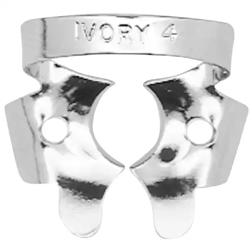 Ivory Rubber Dam Clamp #4, Winged Molar, Stainless Steel, Single, 50057324