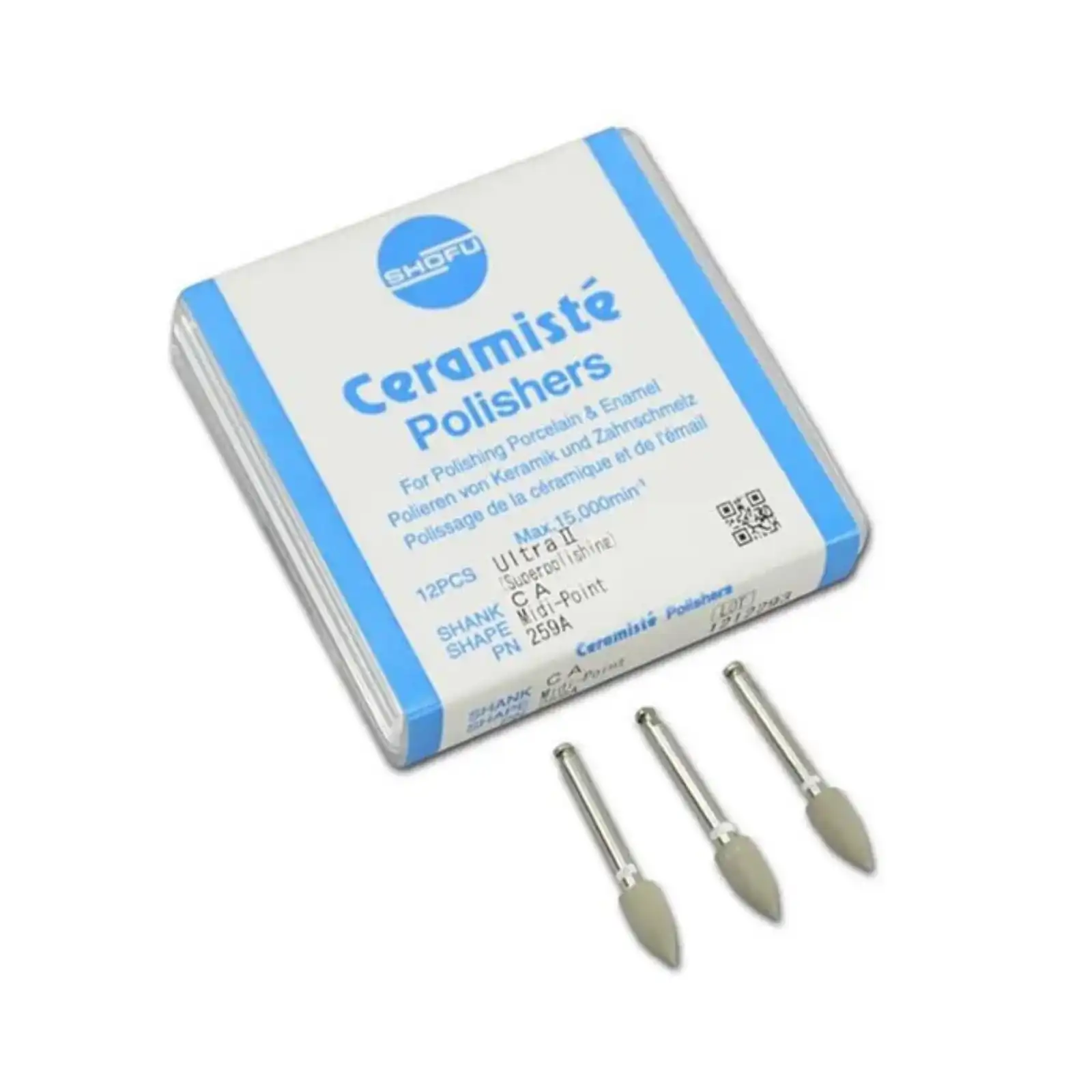 Shofu CeraMisté Soft Polishers, Unmounted Wheel (WH6), #220, Blue, 12/Pk, 0565
