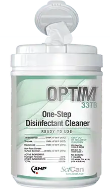 OPTIM 33TB Disinfectant Wipes, Unscented, 160 Wipes/Can, 12 Cans/Case (1920 Wipes/Case)