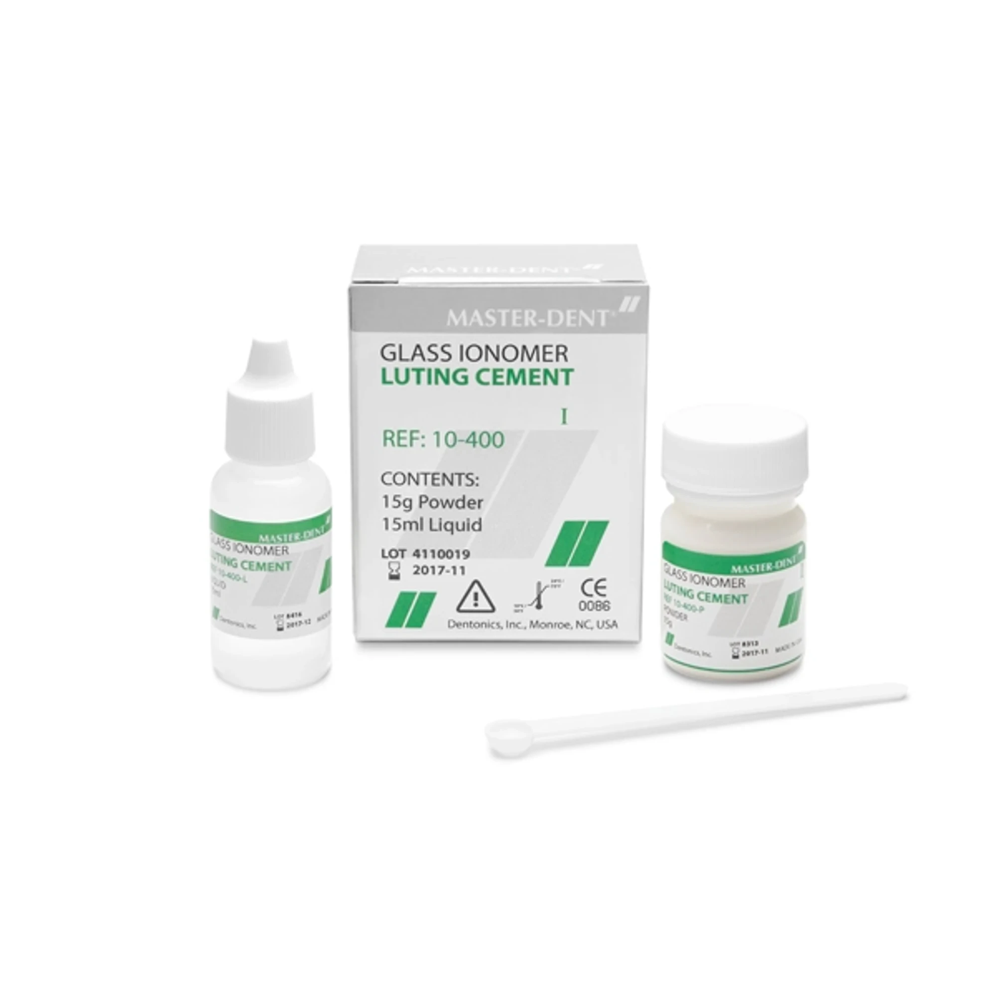 Master-Dent Glass Ionomer Luting Cement, 15 g Powder + 15 ml Liquid, 1/Pk