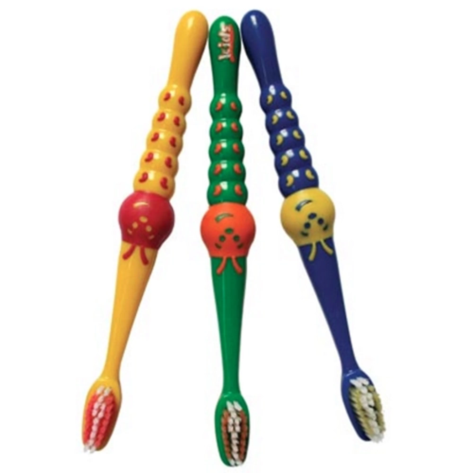 OraLine/OraBrite Kids Caterpillar Toothbrush, Stage 2, 26 Tuft Soft, 2-Color Handle, Assorted Colors, 72/Case