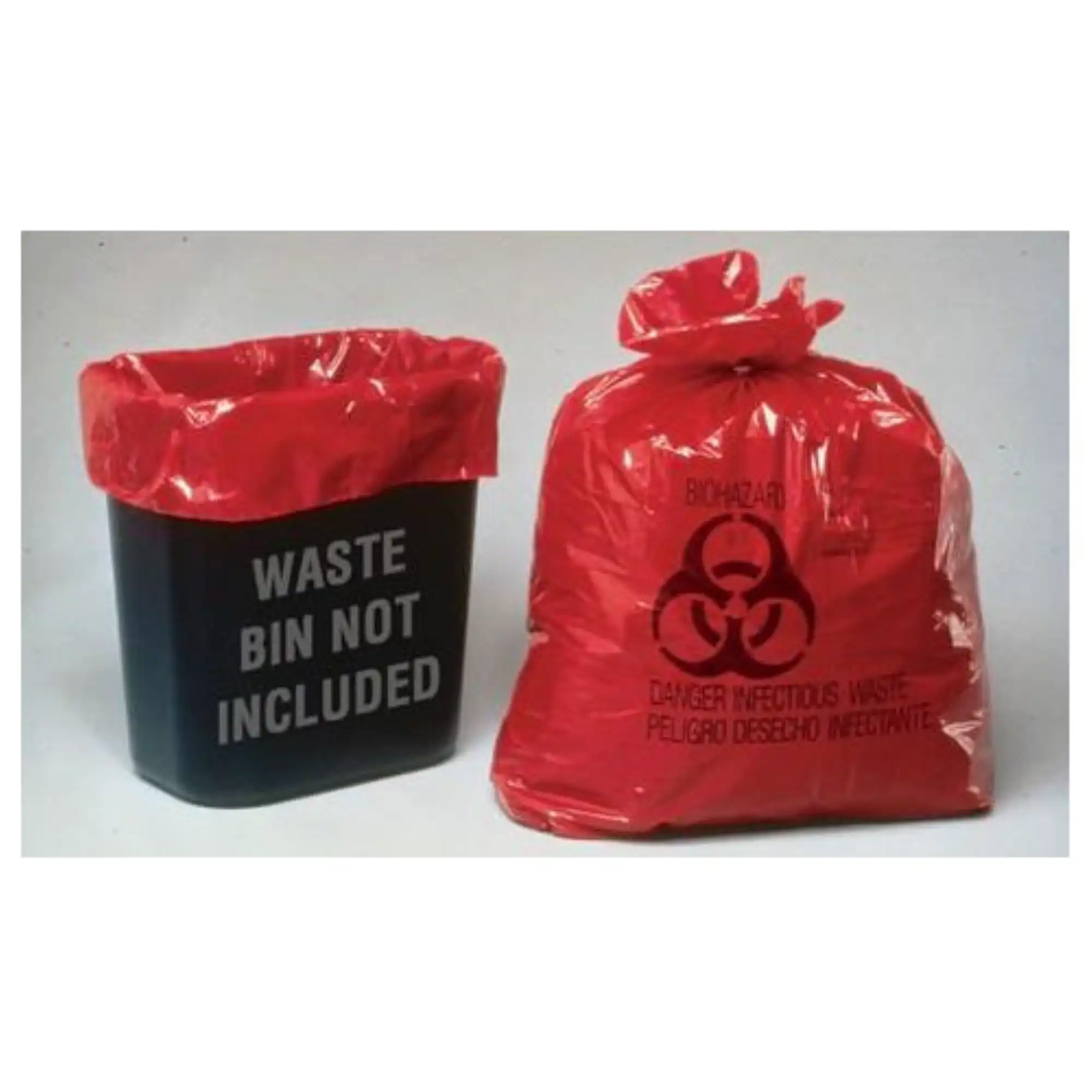 Palmero Dis-Pose 10 Gallon Infectious Waste Bags, Red, 24" x 24", 1.25 mil, Biohazard Symbol, 100 Bags/Box, 1961A