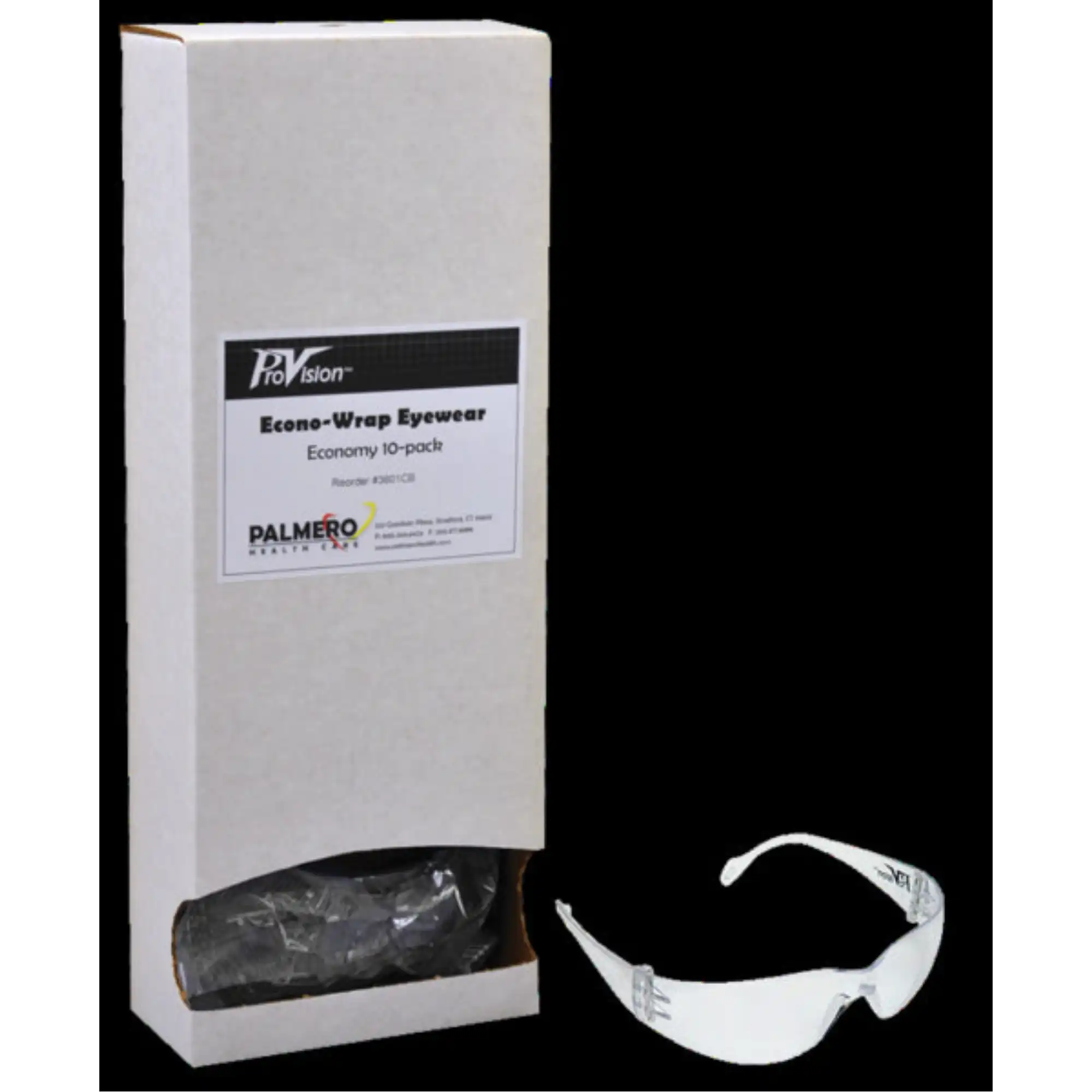 Palmero ProVision Econo Wraps Clear Eyewear, 10-Pack Dispenser, ANSI Z87.1