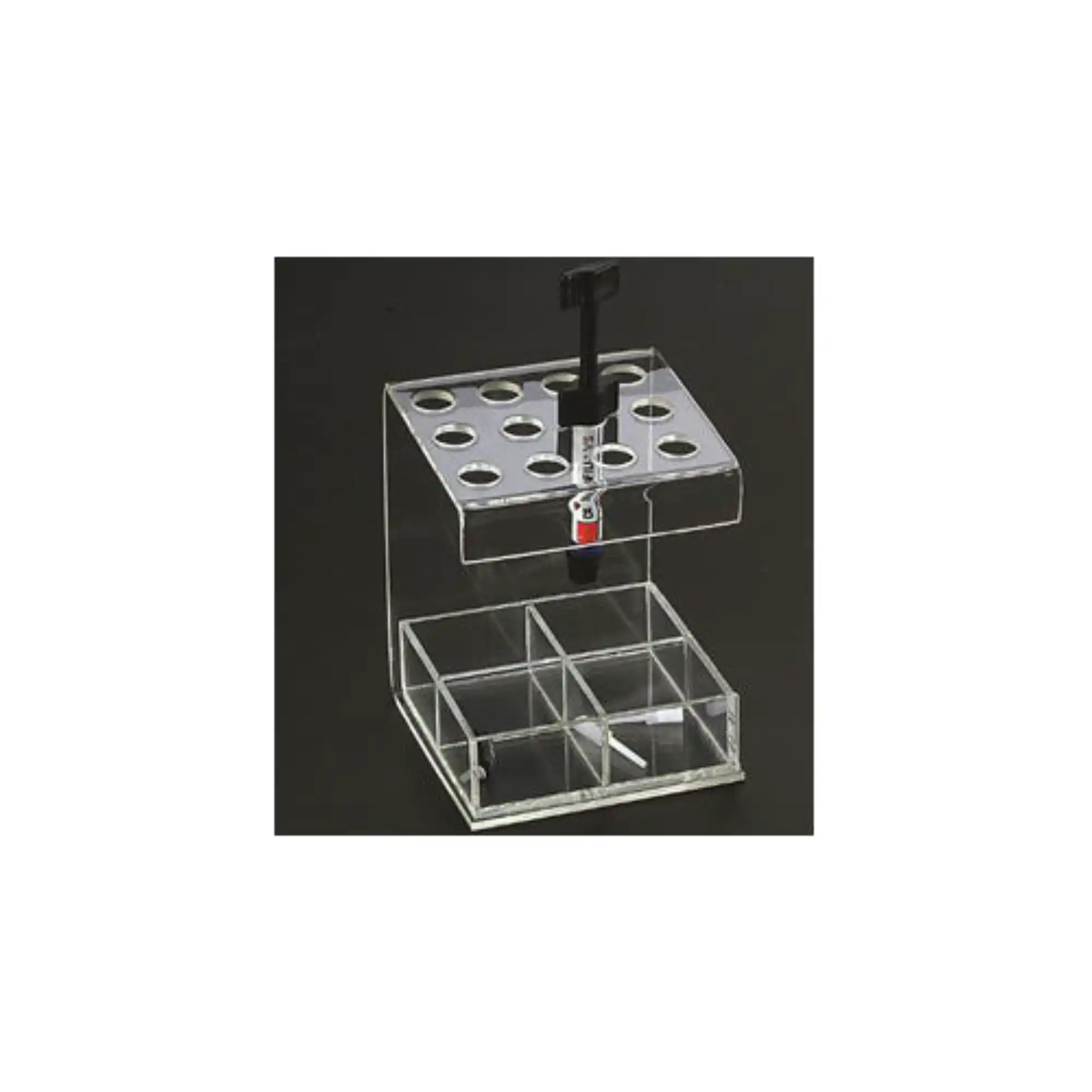 Plasdent Premium Composite Syringe Organizer, Mini, Clear Acrylic, Holds 12 Syringes, 4-3/8"W x 5-1/2"H x 4-1/2"D, 1403