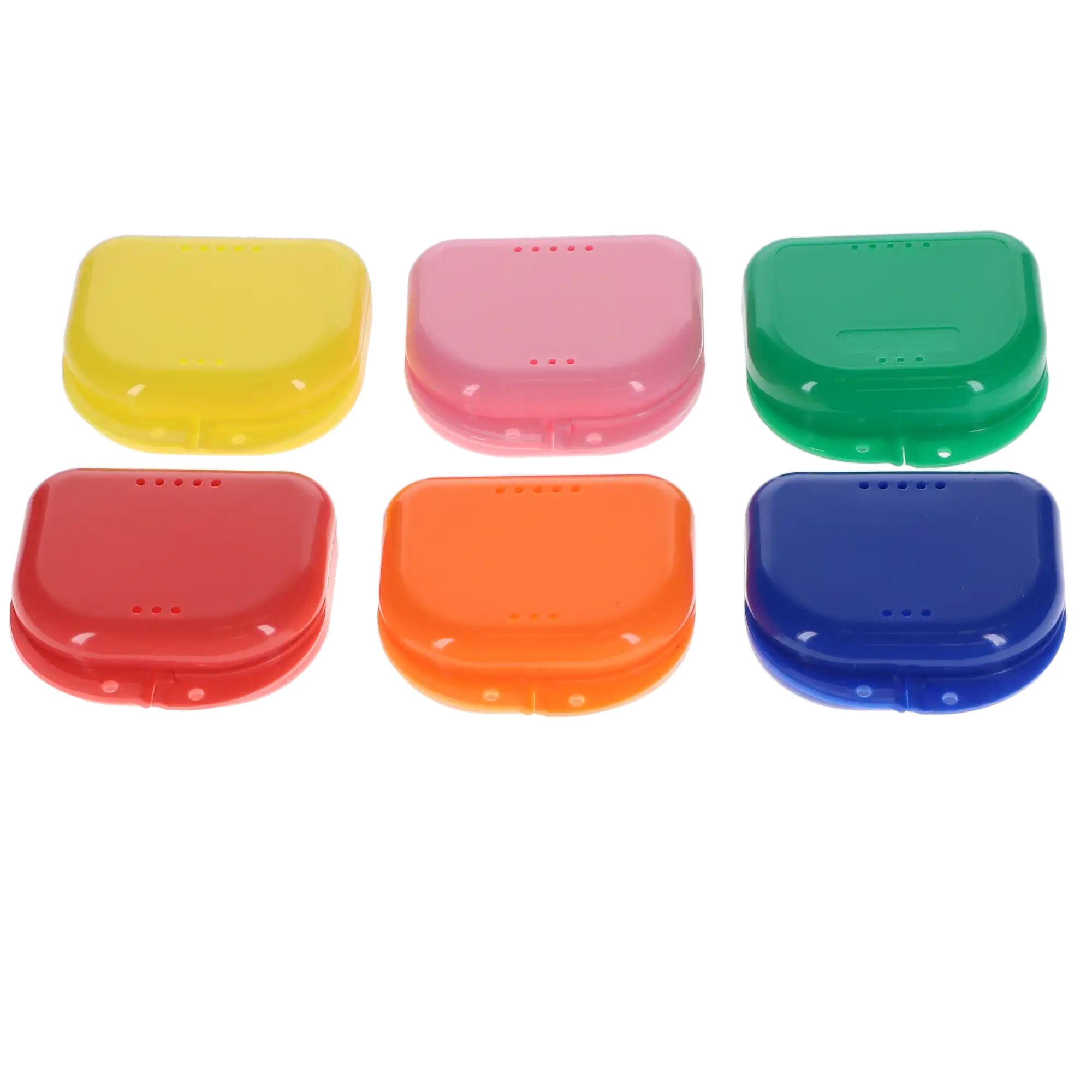 Plasdent Chroma Retainer Box, Hard Plastic, Vented, Assorted Colors, 3-1/8"W x 3"L x 1"H, 12/Pk, CR2000-A