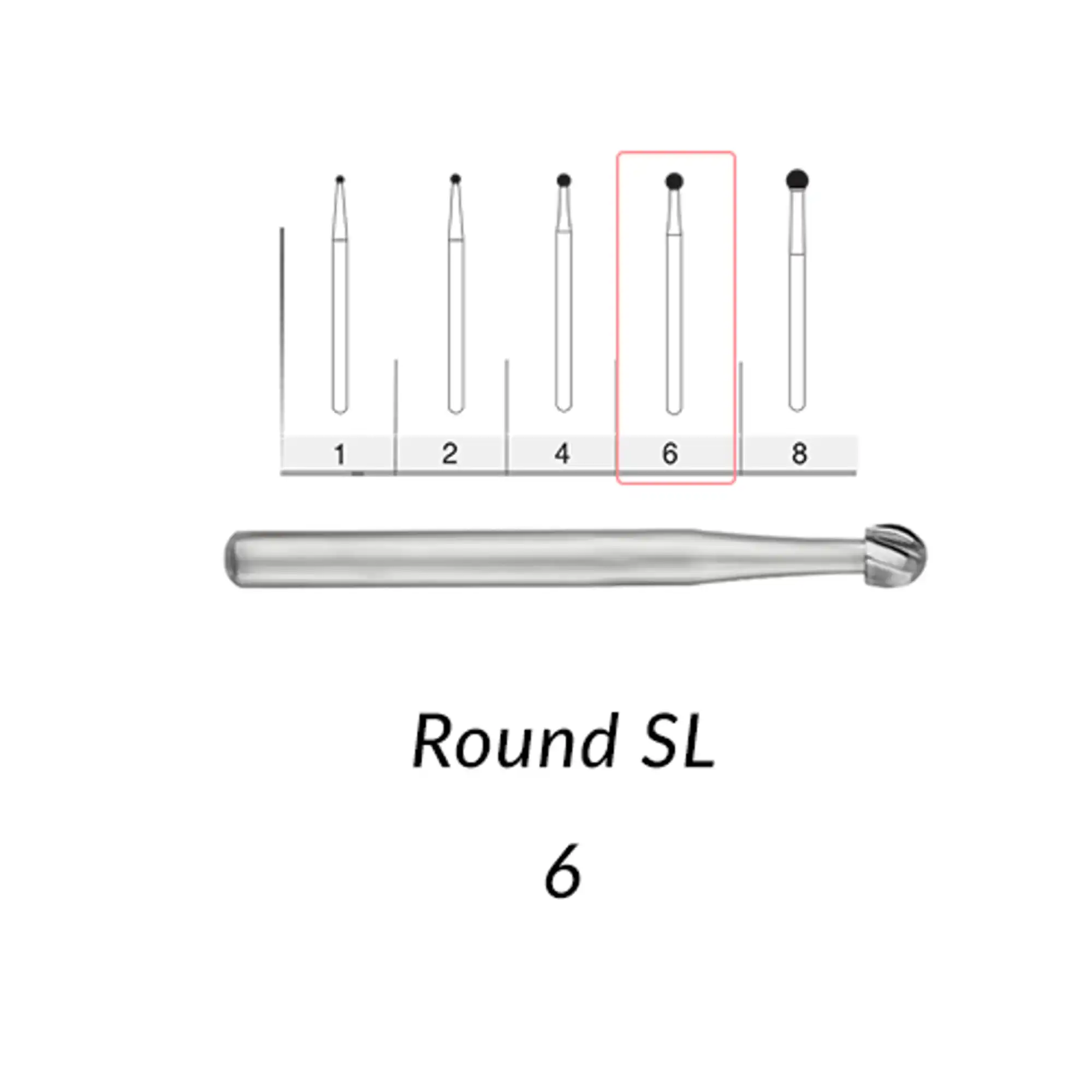 SS White Standard Operative Carbide Burs, FG, Round, #6, 50/Pk