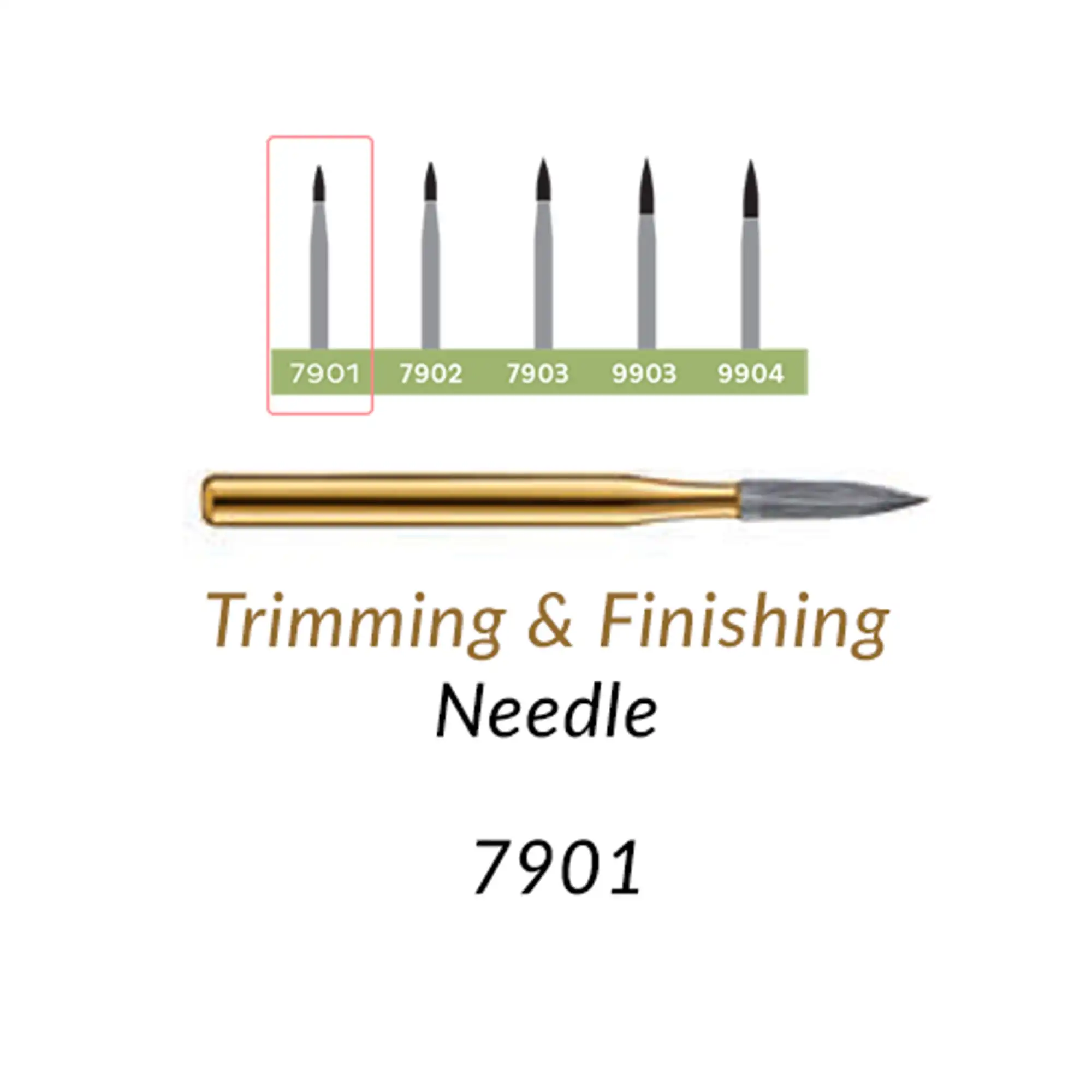 SS White 12-Blade Trimming & Finishing Carbide Burs, FG, Needle, #7901, 10/Pk
