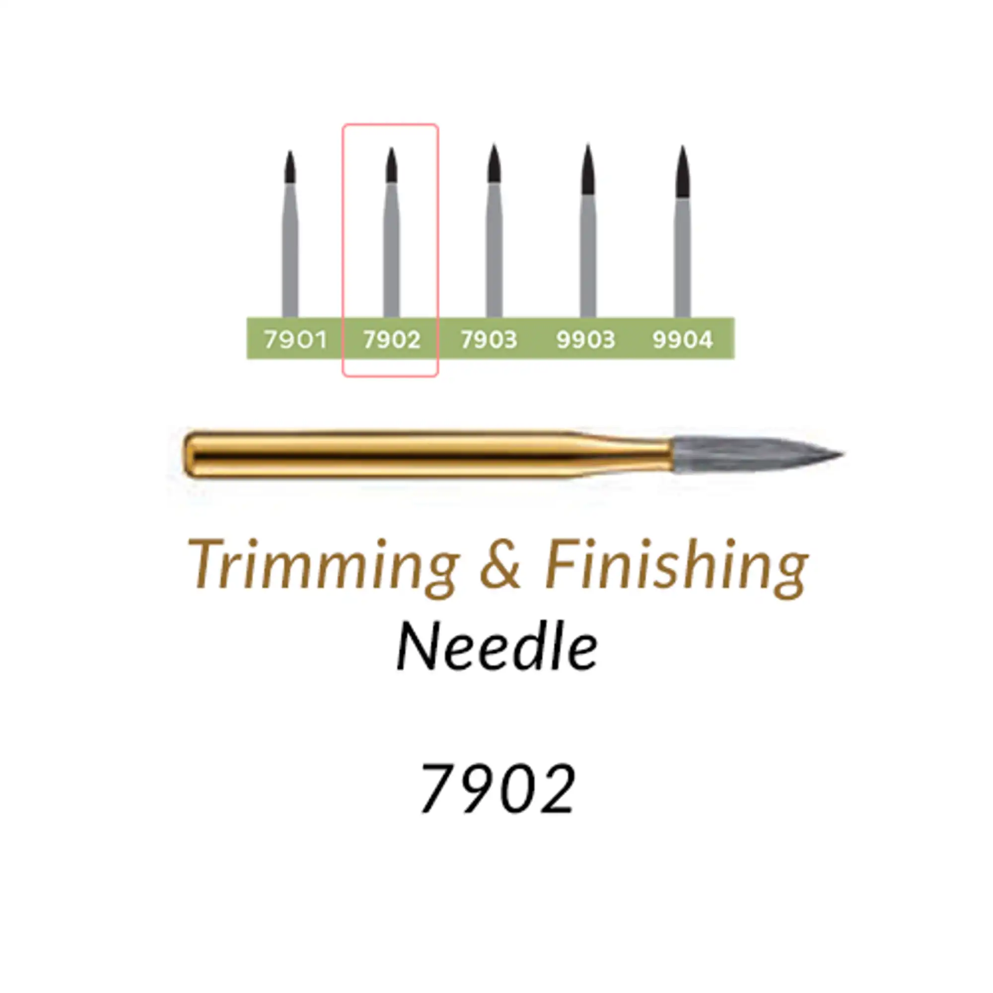 SS White 12-Blade Trimming & Finishing Carbide Burs, FG, Needle, #7902, 10/Pk