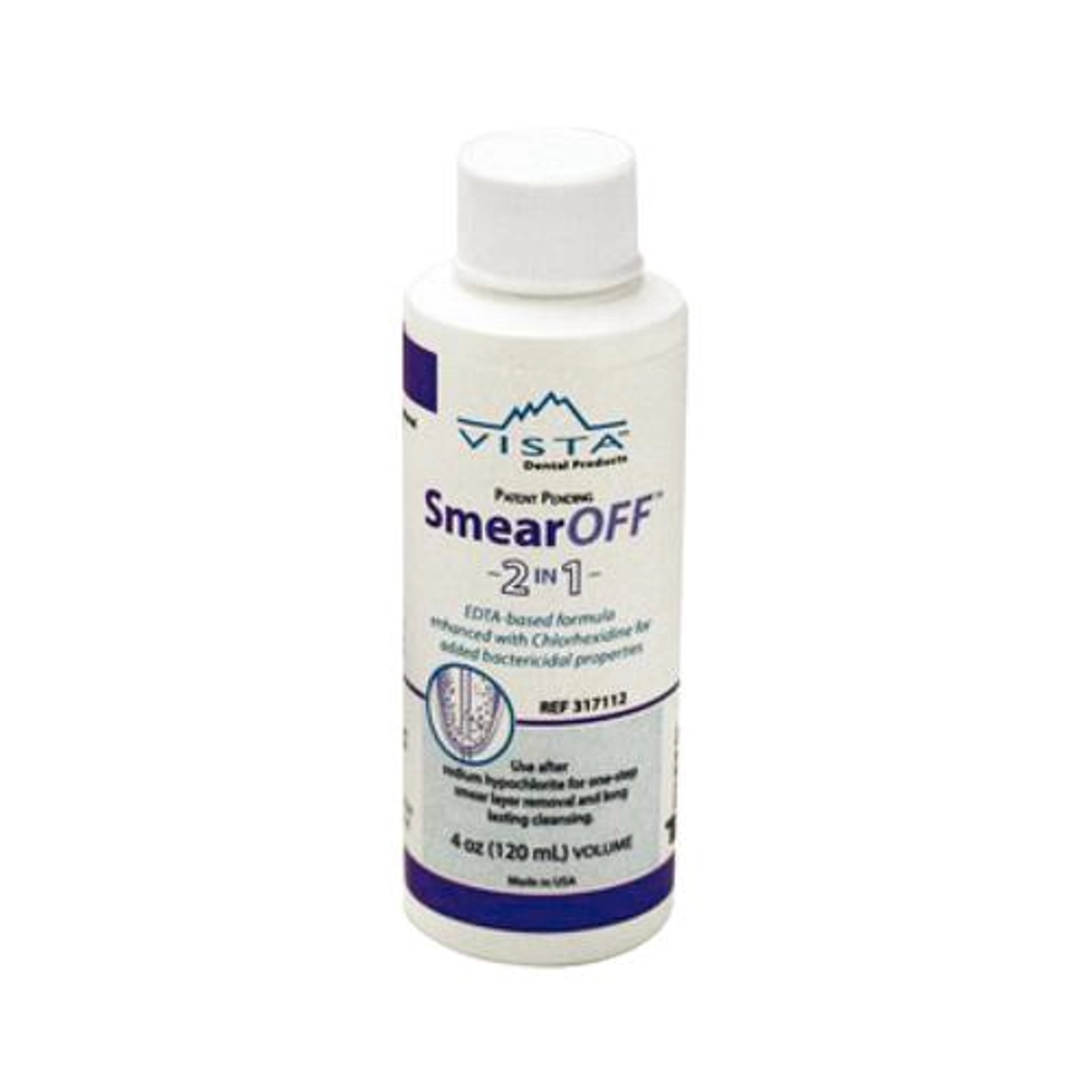 Vista Apex SmearOFF 2-in-1 EDTA/CHX Irrigation Solution, 4 oz (120 mL) Bottle, 317112