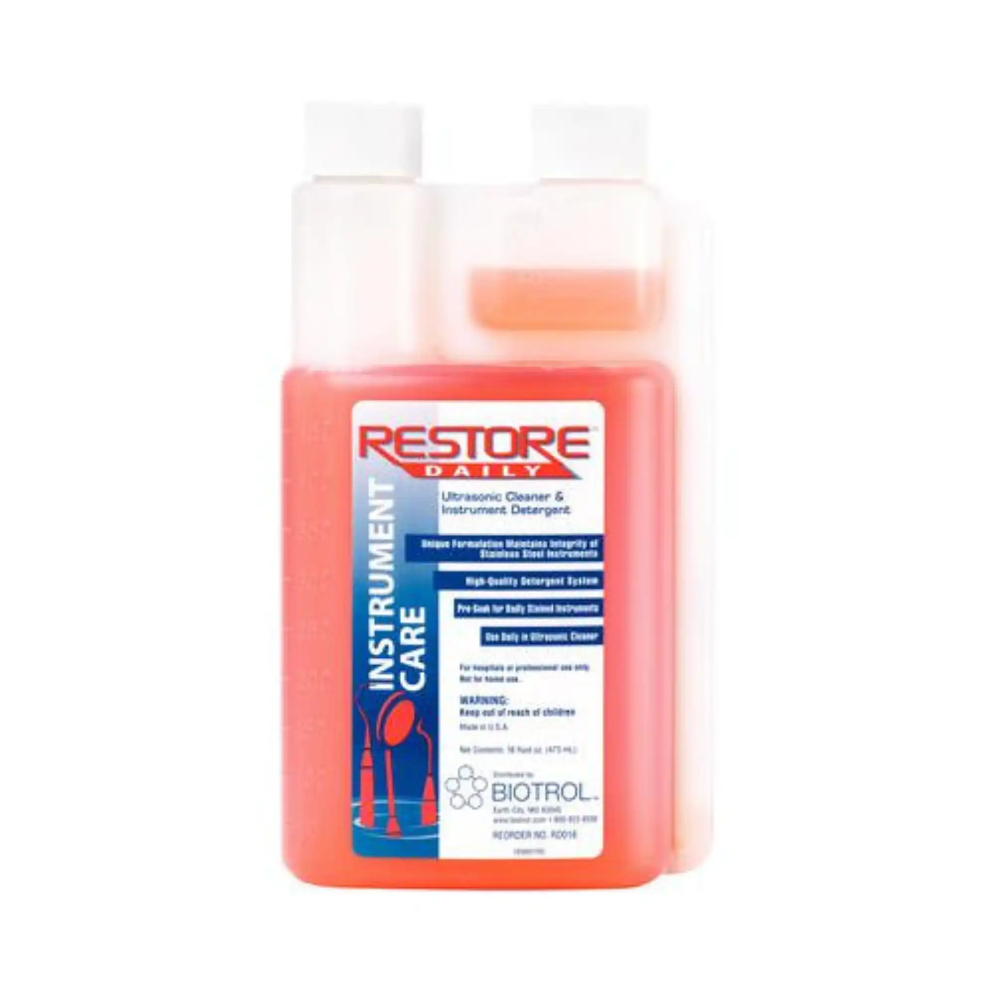 Biotrol Restore Daily Concentrated Liquid Detergent, 16 oz Bottle, Ultrasonic Cleaner