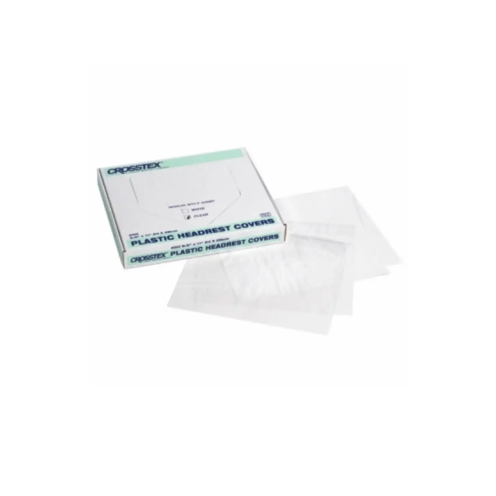 Crosstex Plastic Headrest Covers, Jumbo, 9.5" x 14", Clear, 250/Box, L3CP