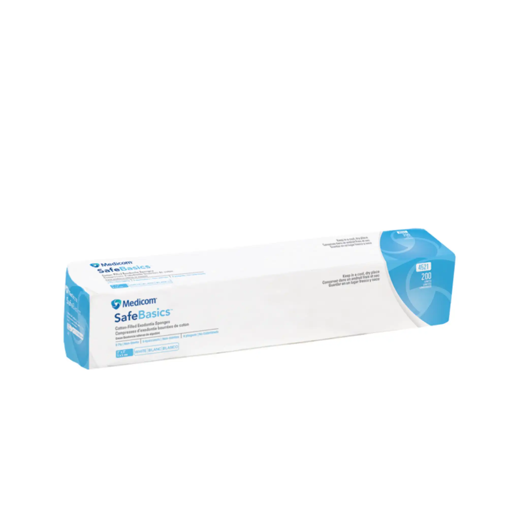 Medicom SafeBasics Cotton-Filled Exodontia Gauze Sponges, 2" x 2", 8-Ply, Non-Sterile, 5000/Case, 4521
